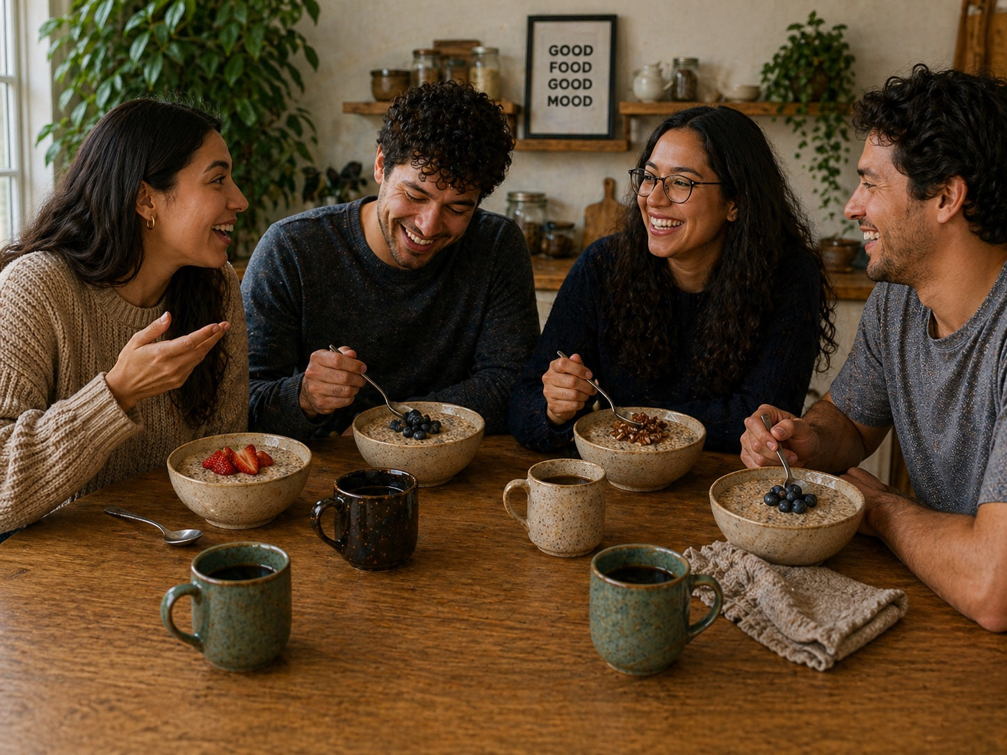 group eating nourishmeal